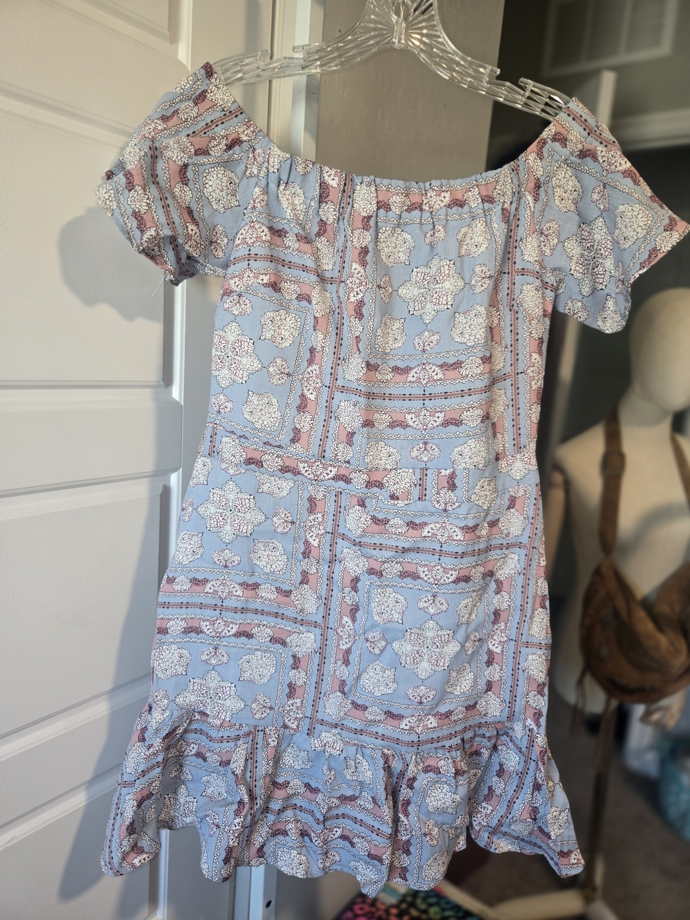 Endless Rose Blue and Pink Floral Off-Shoulder Dress